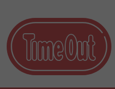 A Time Out logo on a gray background, with a red rounded rectangle and white outlined text, centered in the image.